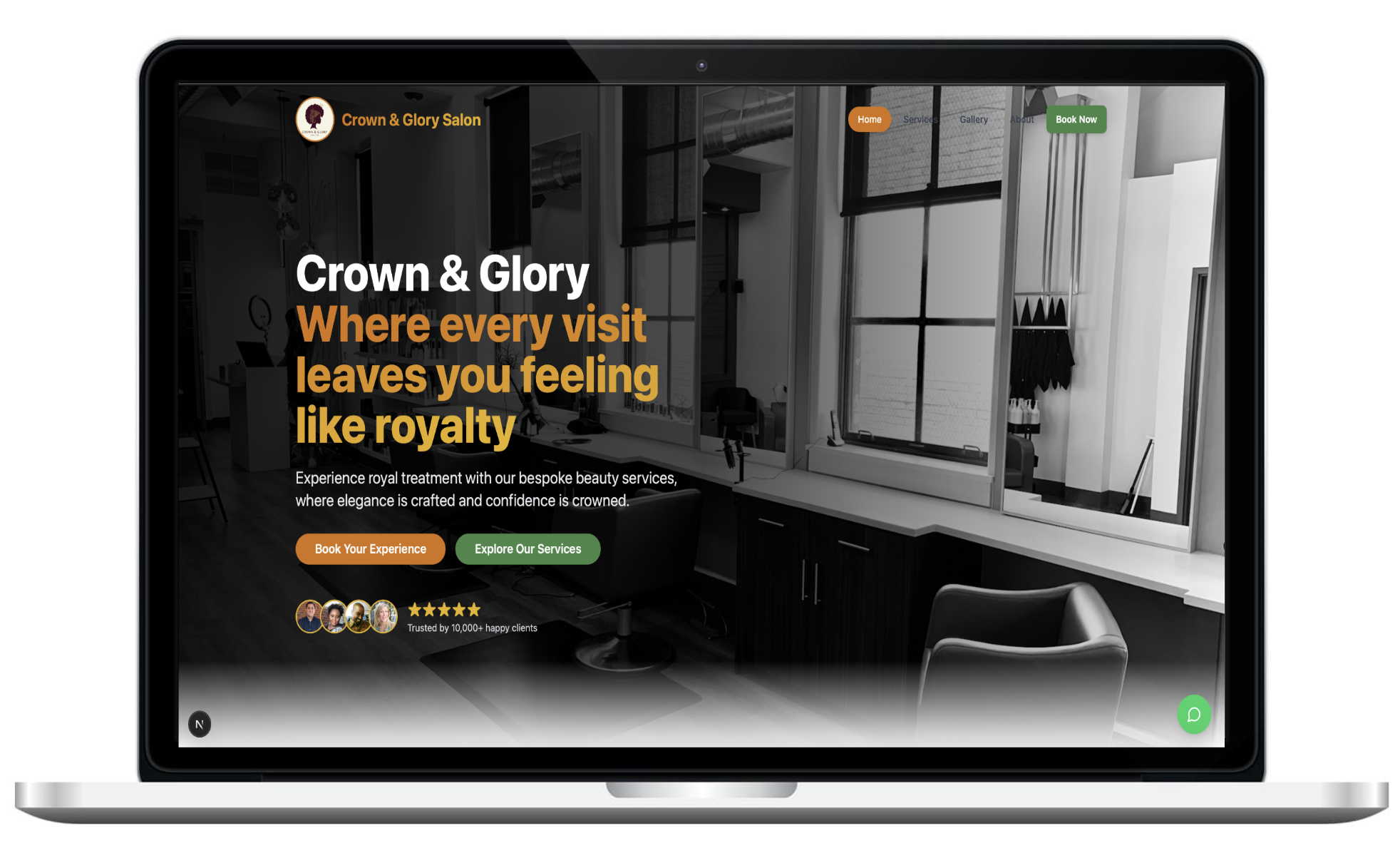 Crown and Glory Salon Booking Site Screenshot